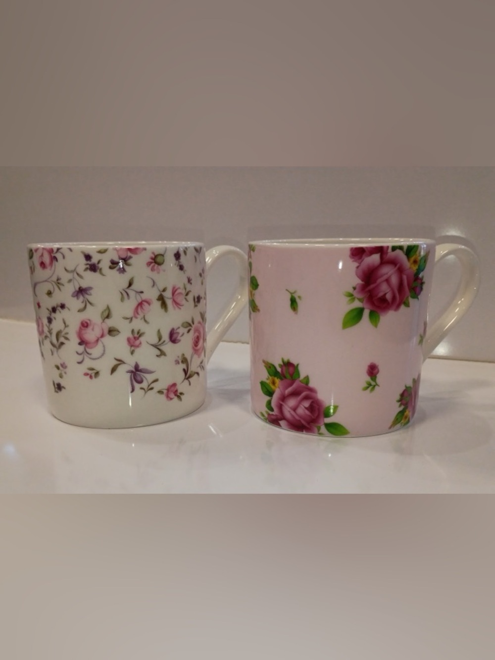 Royal Albert Rose Confetti/New Country Rose Bone China Mugs, Pink, Set of 2, NEW